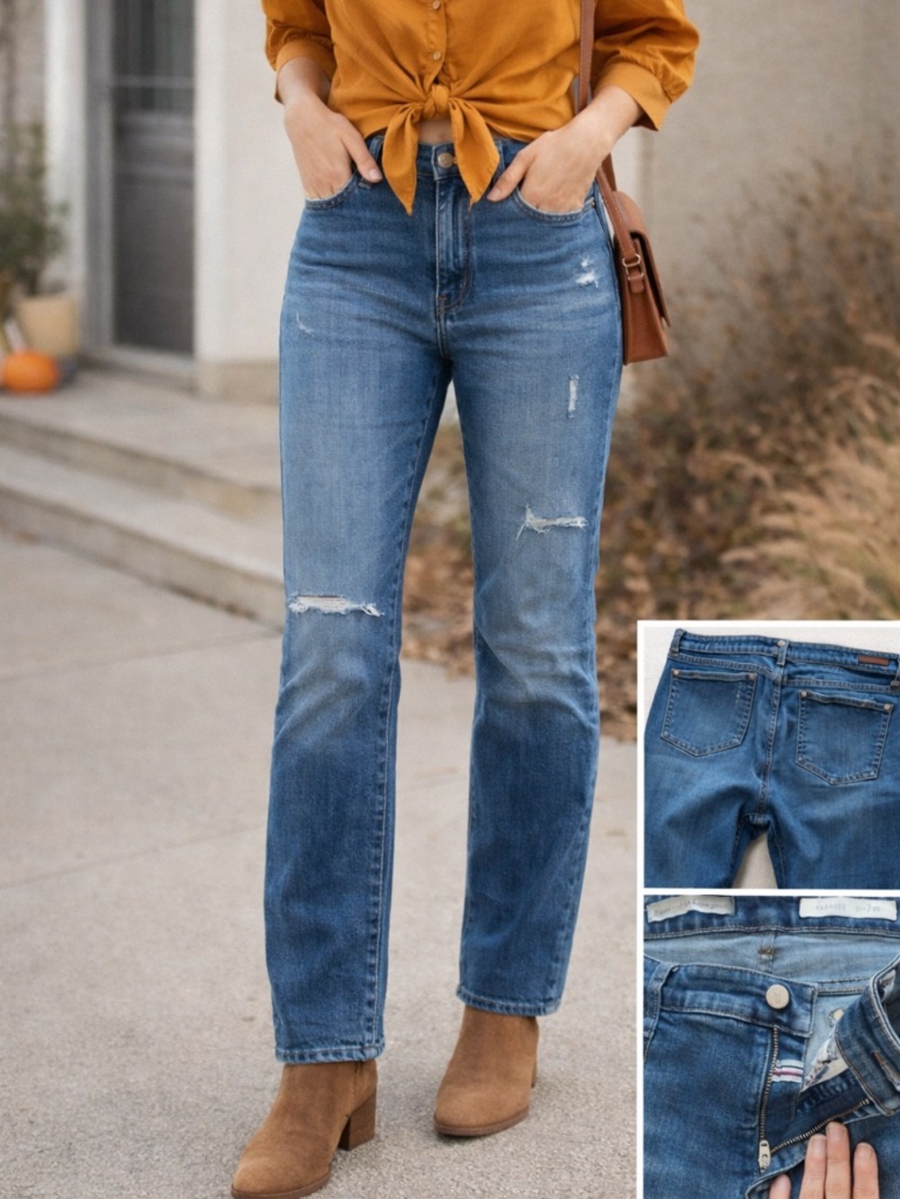Anthropologie Parallel Straight Leg Distressed Jeans Medium Wash Women’s 32